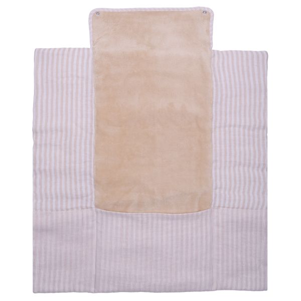 Tapis à langer pliable avec poches gaze de coton rayé galet