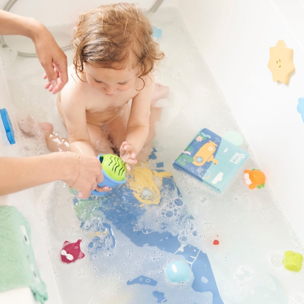 Tapis de bain avec témoin de température bleu