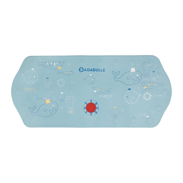 Tapis de bain XXL avec témoin de température bleu motif poisson