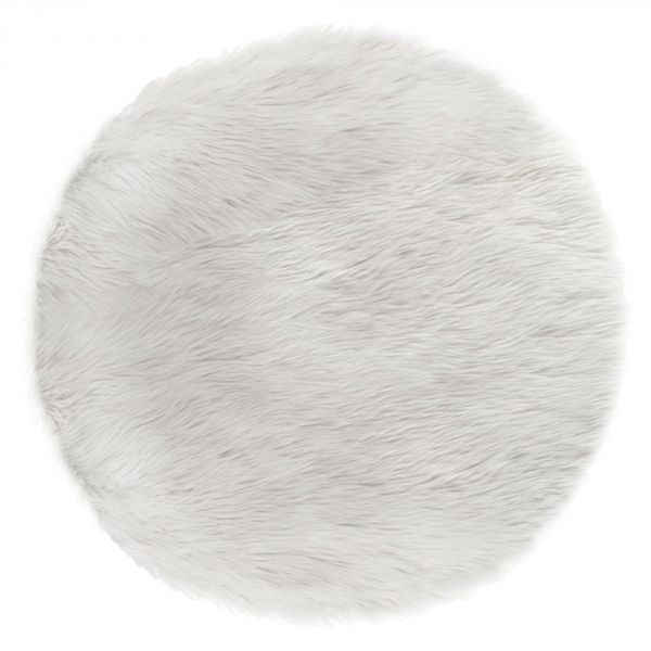 Tapis enfant rond 90 cm fourrure blanc