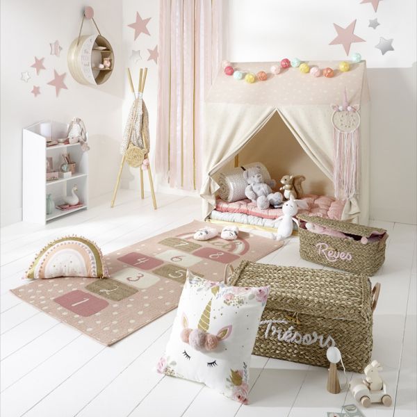 Tapis enfant 80x150 cm Marelle rose