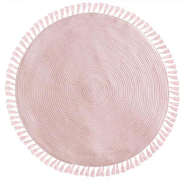 Tapis enfant 90 cm Franges Rose