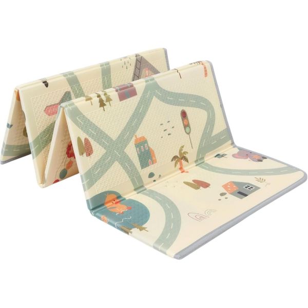 Grand tapis d'éveil réversible voitures / animaux