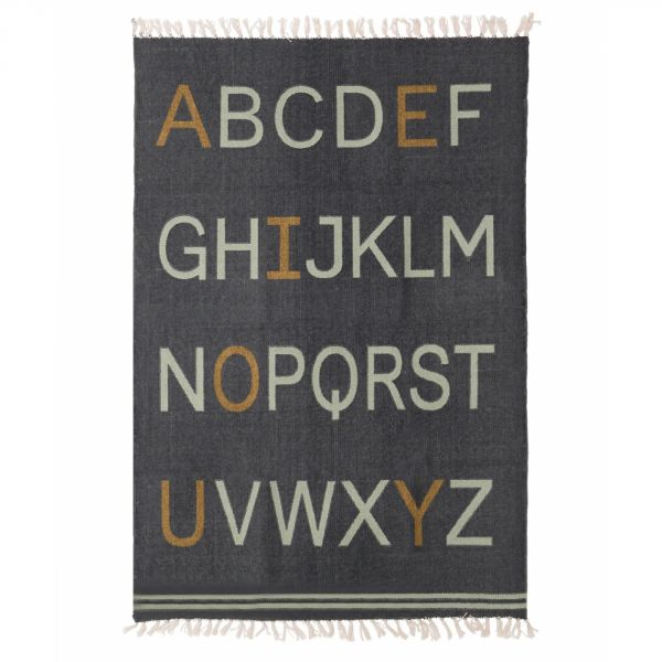 Tapis enfant 100 x 140 cm Alphabet Gris