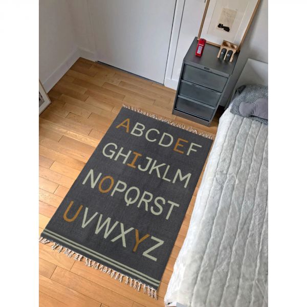 Tapis enfant 100 x 140 cm Alphabet Gris