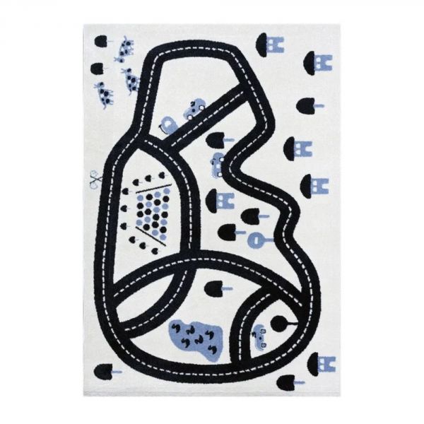 Tapis enfant 120 x 170 cm Circuit bleu