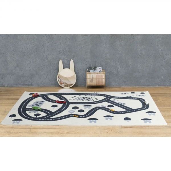 Tapis enfant 120 x 170 cm Circuit bleu