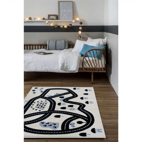 Tapis enfant 80x150 cm Circuit bleu