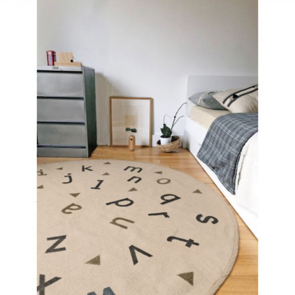 Tapis enfant rond Ø135 cm Alphabet Beige