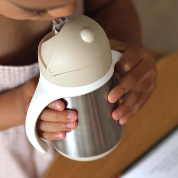 Tasse à paille bébé inox 250 ml Argile