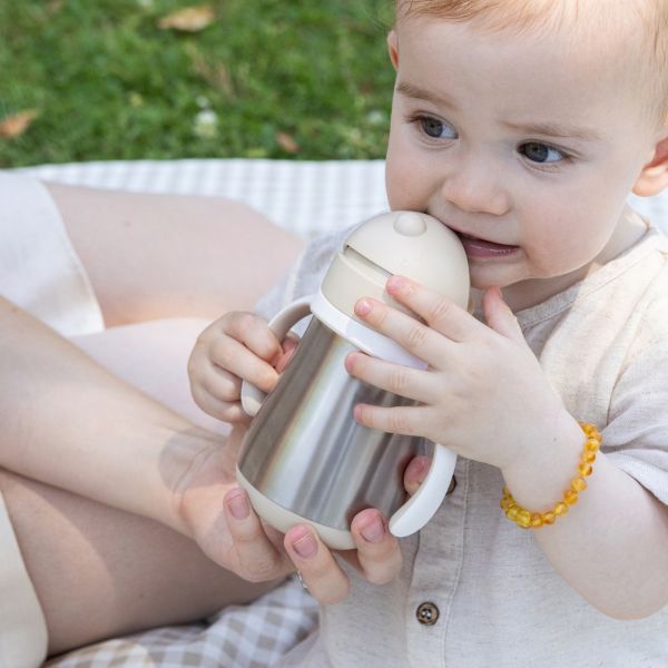 Tasse à paille bébé inox 250 ml Argile
