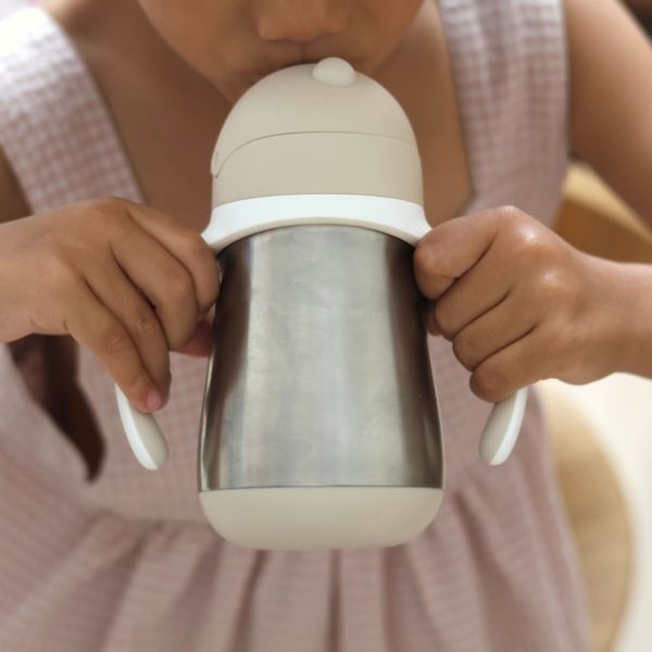 Tasse à paille bébé inox 250 ml Argile
