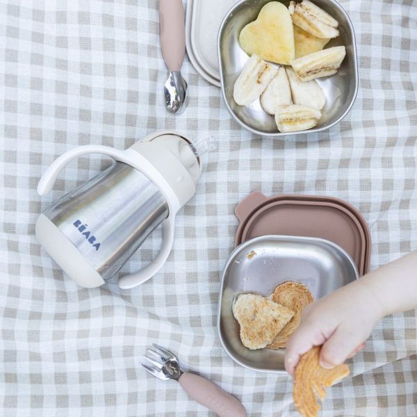Tasse à paille bébé inox 250 ml Argile
