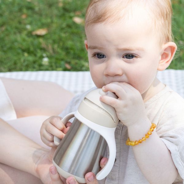 Tasse à paille bébé inox 250 ml Argile