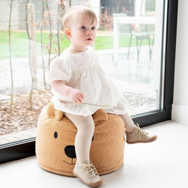 Pouf enfant Teddy Bear bouclette Beige - 40 cm