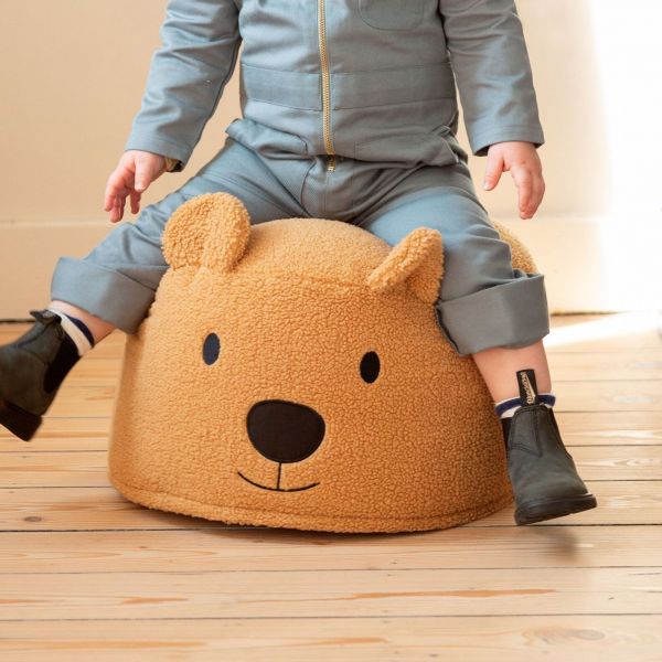 Pouf enfant Teddy Bear bouclette Beige - 40 cm