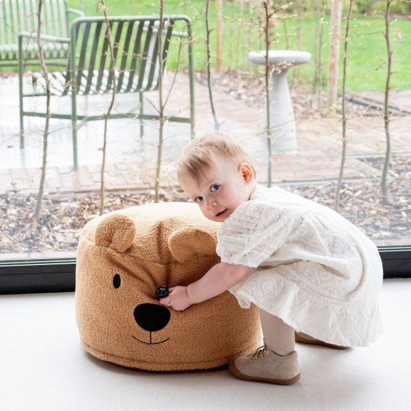 Pouf enfant Teddy Bear bouclette Beige - 40 cm