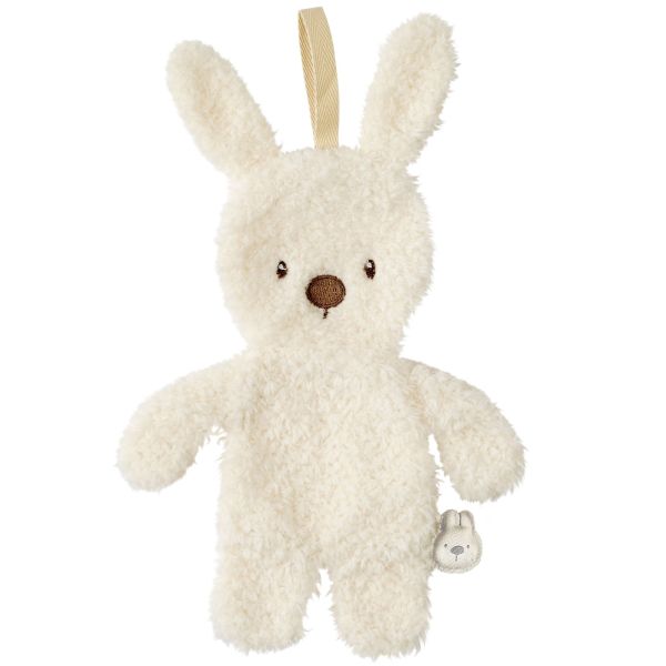 Doudou attache tétine lapin Teddy bouclette écru