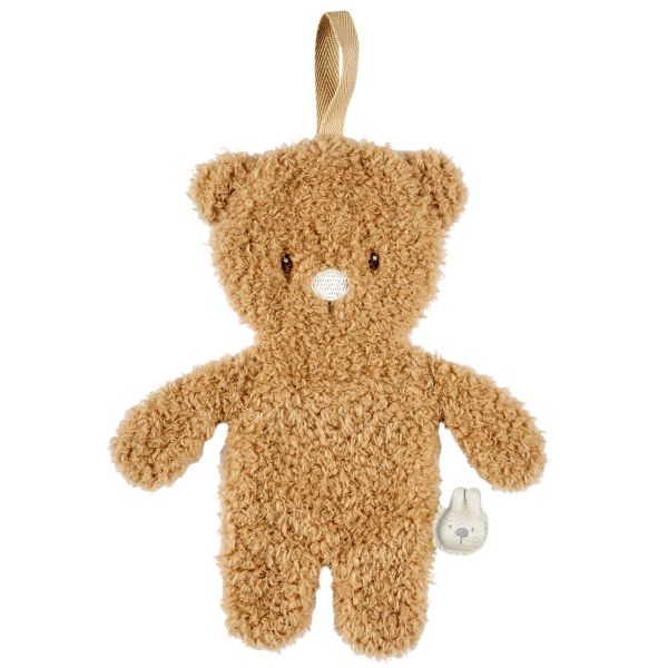 Doudou attache tétine ours Teddy bouclette caramel