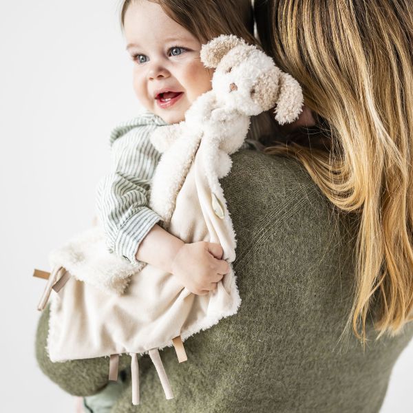 Doudou câlin chien Teddy bouclette écru