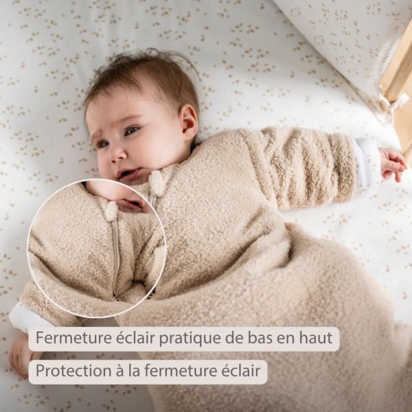 Gigoteuse  hiver manches détachable Teddy bouclette beige