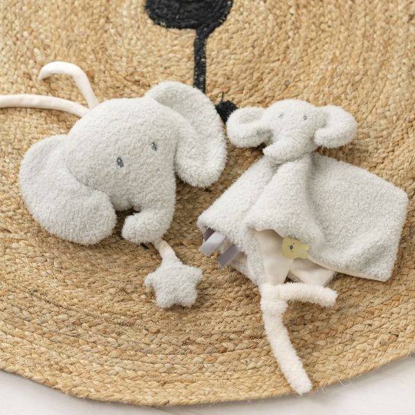 Mini peluche musicale tête éléphant bouclette gris