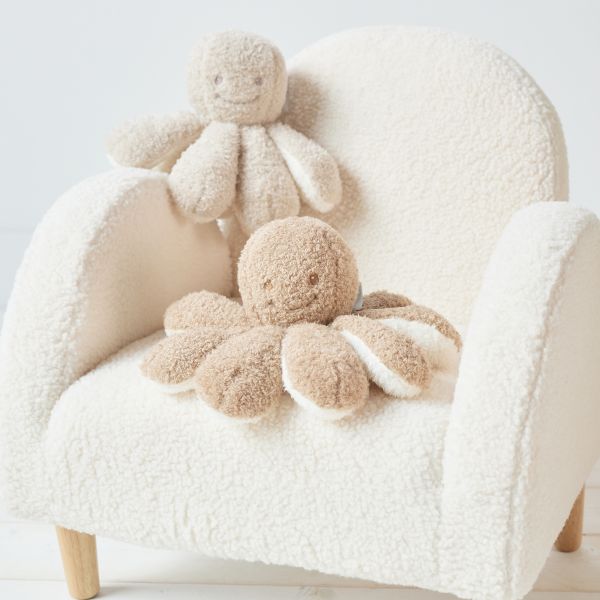 Hochet pieuvre bouclette beige