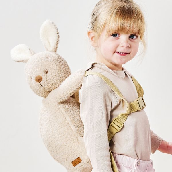 Sac à dos peluche lapin beige