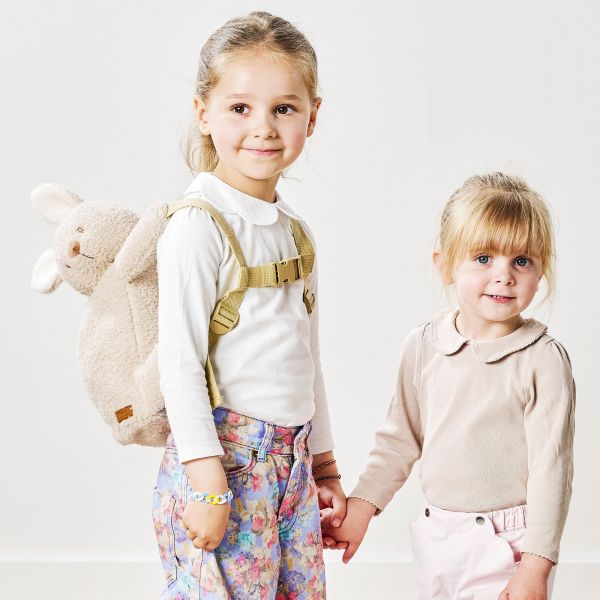 Sac à dos peluche lapin beige