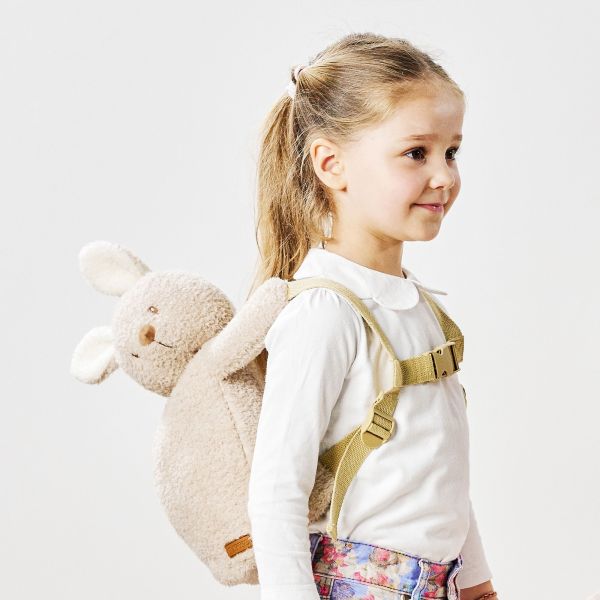Sac à dos peluche lapin beige