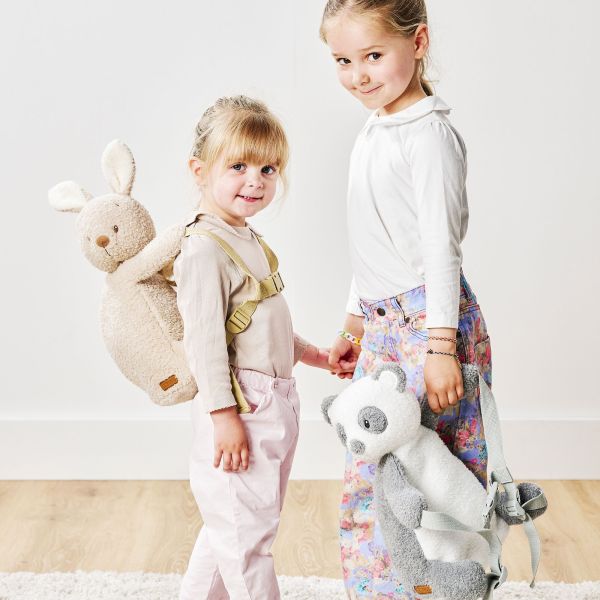 Sac à dos peluche panda gris