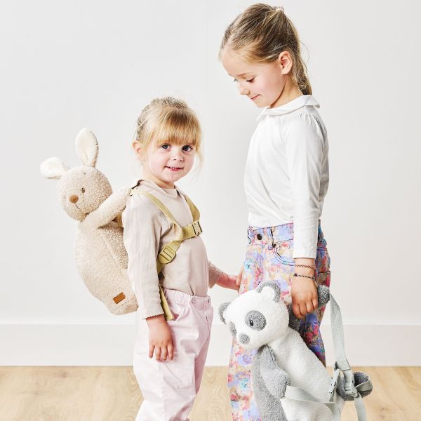 Sac à dos peluche panda gris