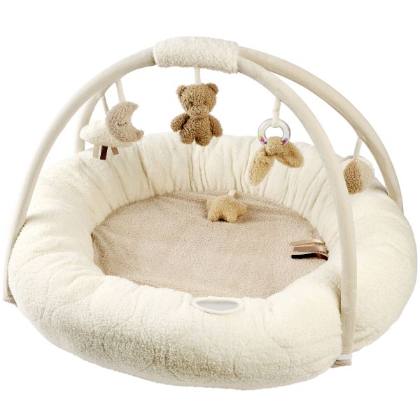 Tapis pouf avec arches Dia Teddy bouclette écru