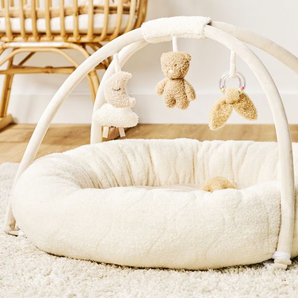 Tapis pouf avec arches Dia Teddy bouclette écru