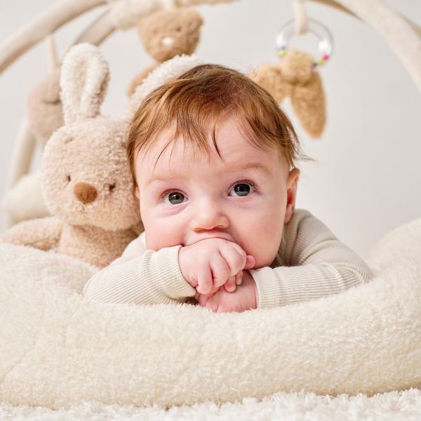Tapis pouf avec arches Dia Teddy bouclette écru