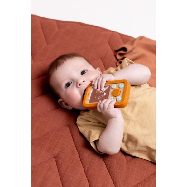 Téléphone bébé en silicone et bois - Mr. Fox
