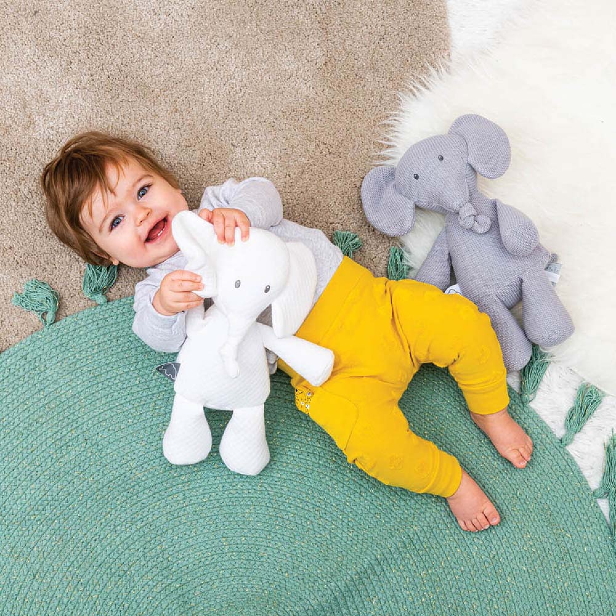 Nattou Peluche Tembo Elephant Tricot Gris 31 Cm Made In Bebe
