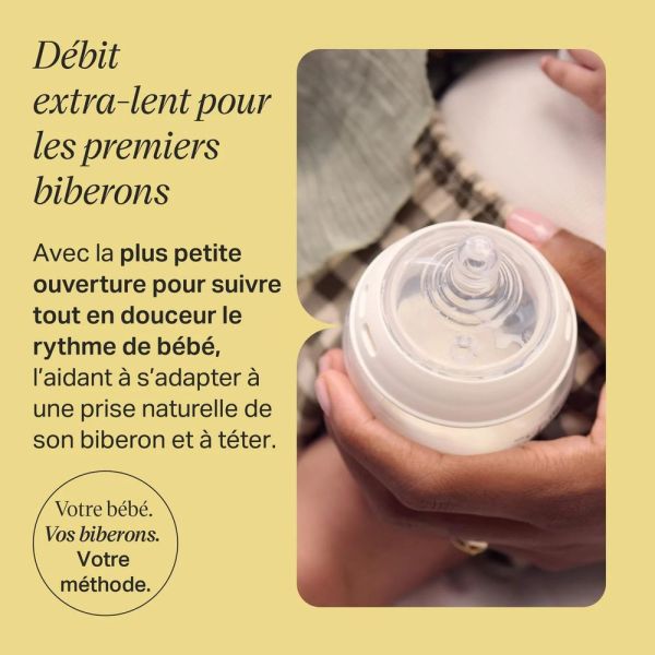 Lot de 2 Tétines pour biberon Natural Start Clear Débit Extra-lent naissance