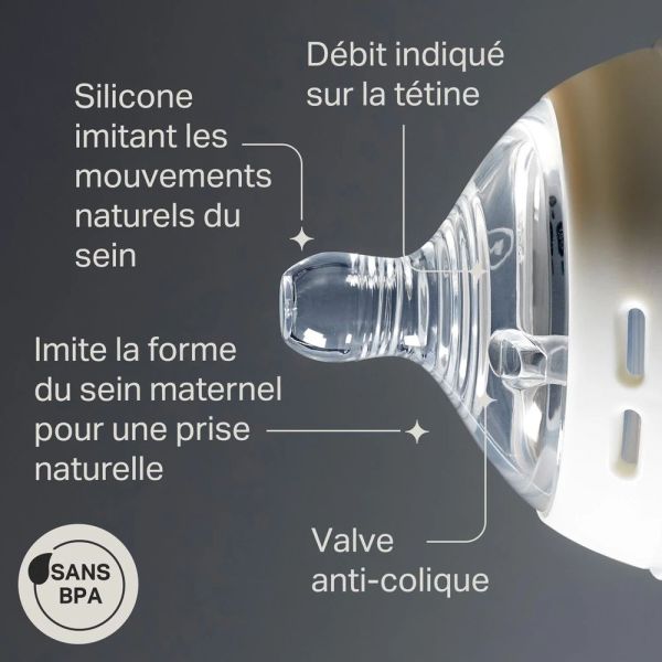 Lot de 2 Tétines pour biberon Natural Start Clear Débit lent