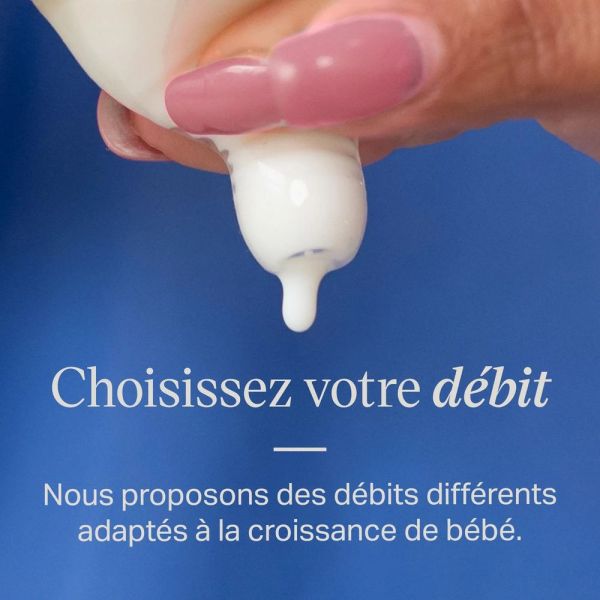 Lot de 2 Tétines pour biberon Natural Start Clear Débit lent