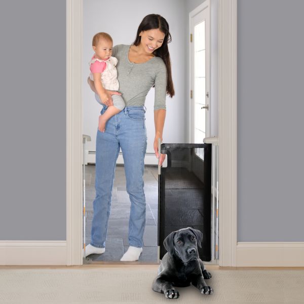 Barrière de sécurité enfant , Jusqu'à 136 cm, Auto Lock, Retractable, Facile à installer