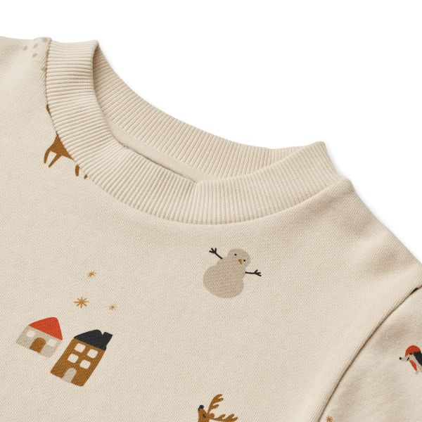 Sweat bébé coton bio imprimé Thora Holiday Sandy 3/6 mois