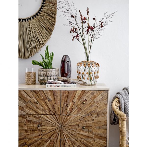 Plaid en coton recyclé 160x130 cm nature à franges