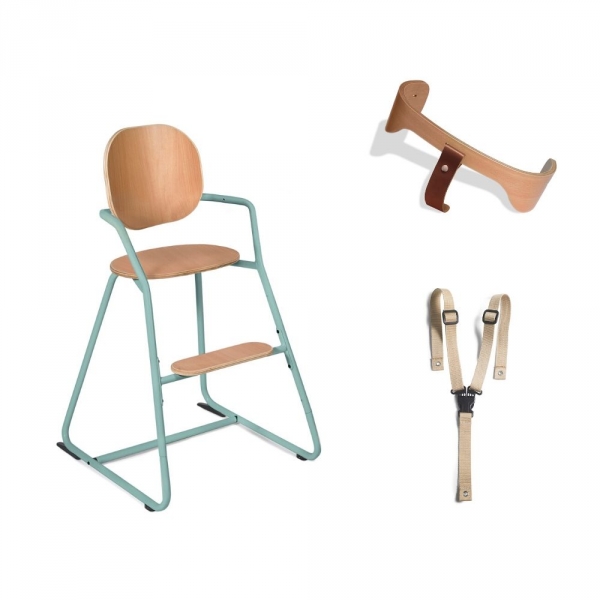 Pack chaise Haute Tibu Bleu + Baby Set + Harnais