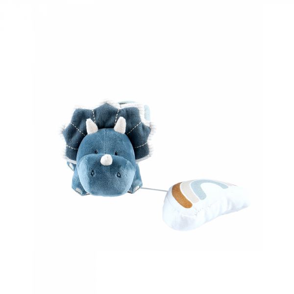 Mini peluche musicale tricératops Ops bleu