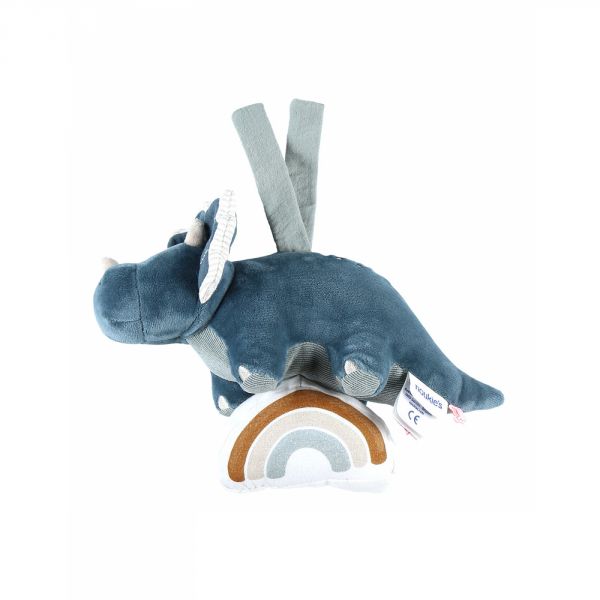 Mini peluche musicale tricératops Ops bleu