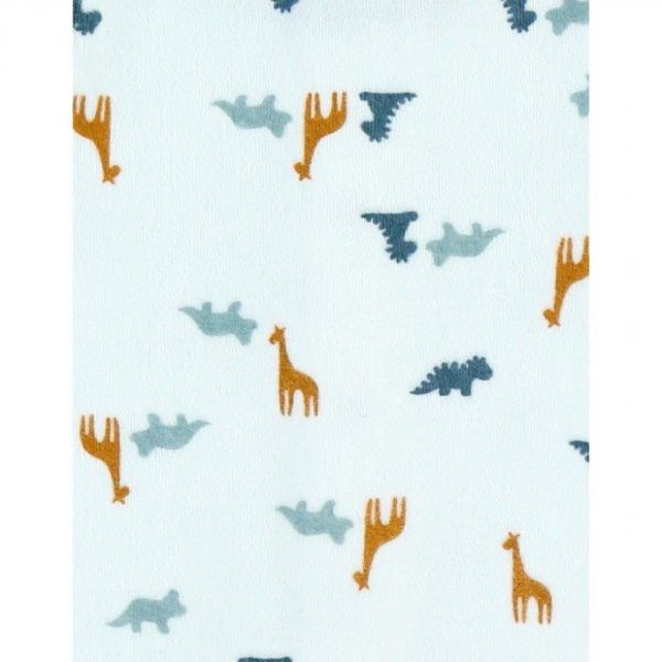 Pyjama bébé de naissance en velours blanc motifs dinosaure, girafe et tricératops