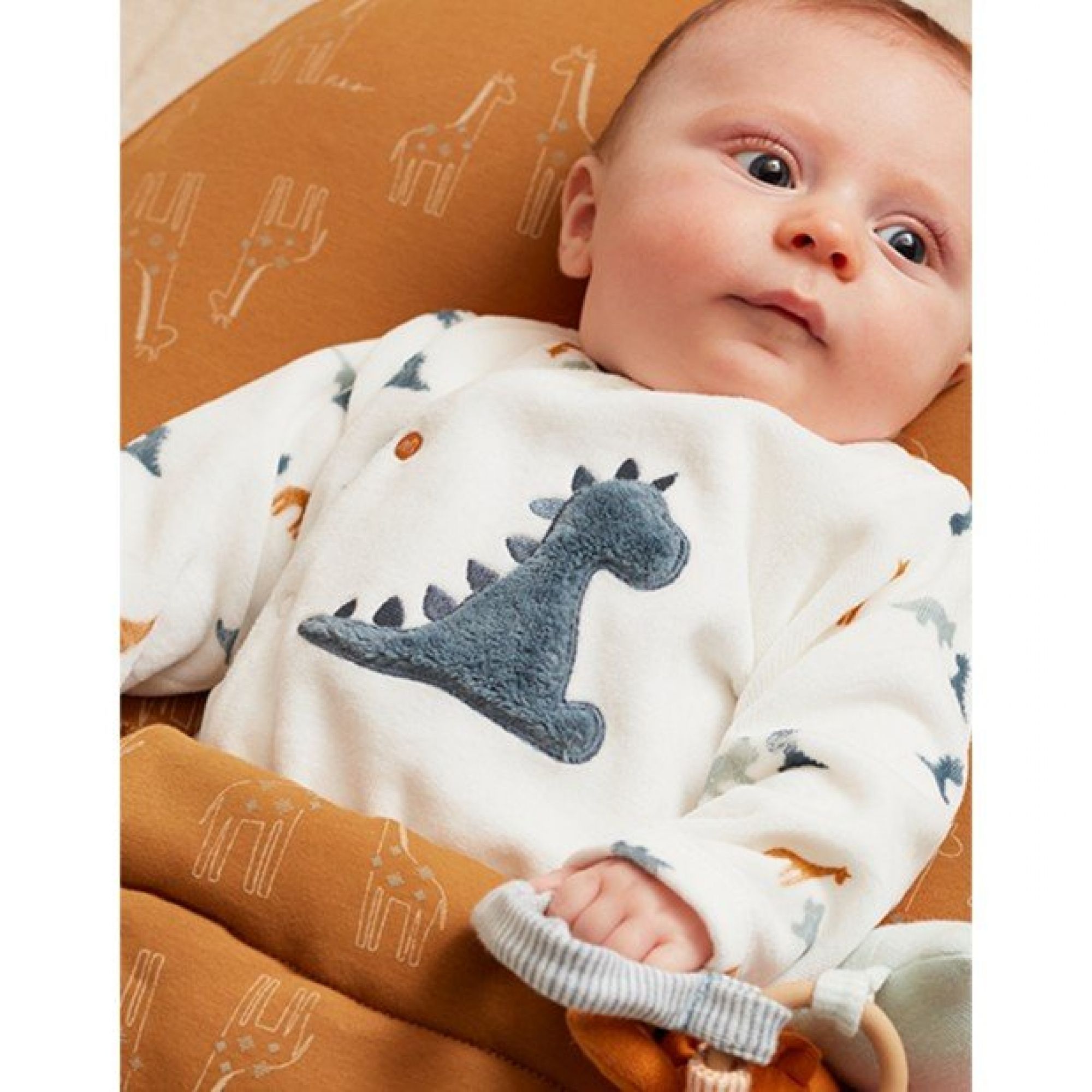 Pyjama bébé en velours dinosaure Stegi - 0 mois - Made in Bébé