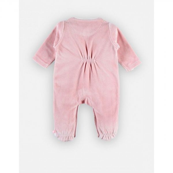 Pyjama bébé en velours girafe Tiga rose - 0 mois