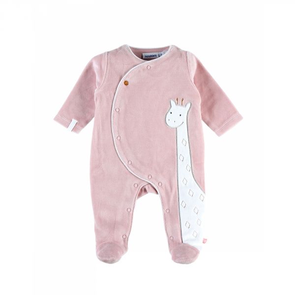 Pyjama bébé en velours Tiga rose - 6 mois